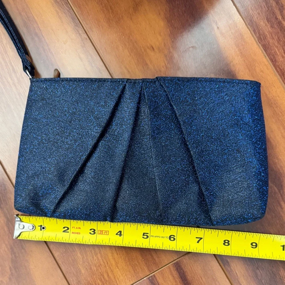 Elegant Glitter Navy Blue Zip Clutch Bag - Picture 5 of 6